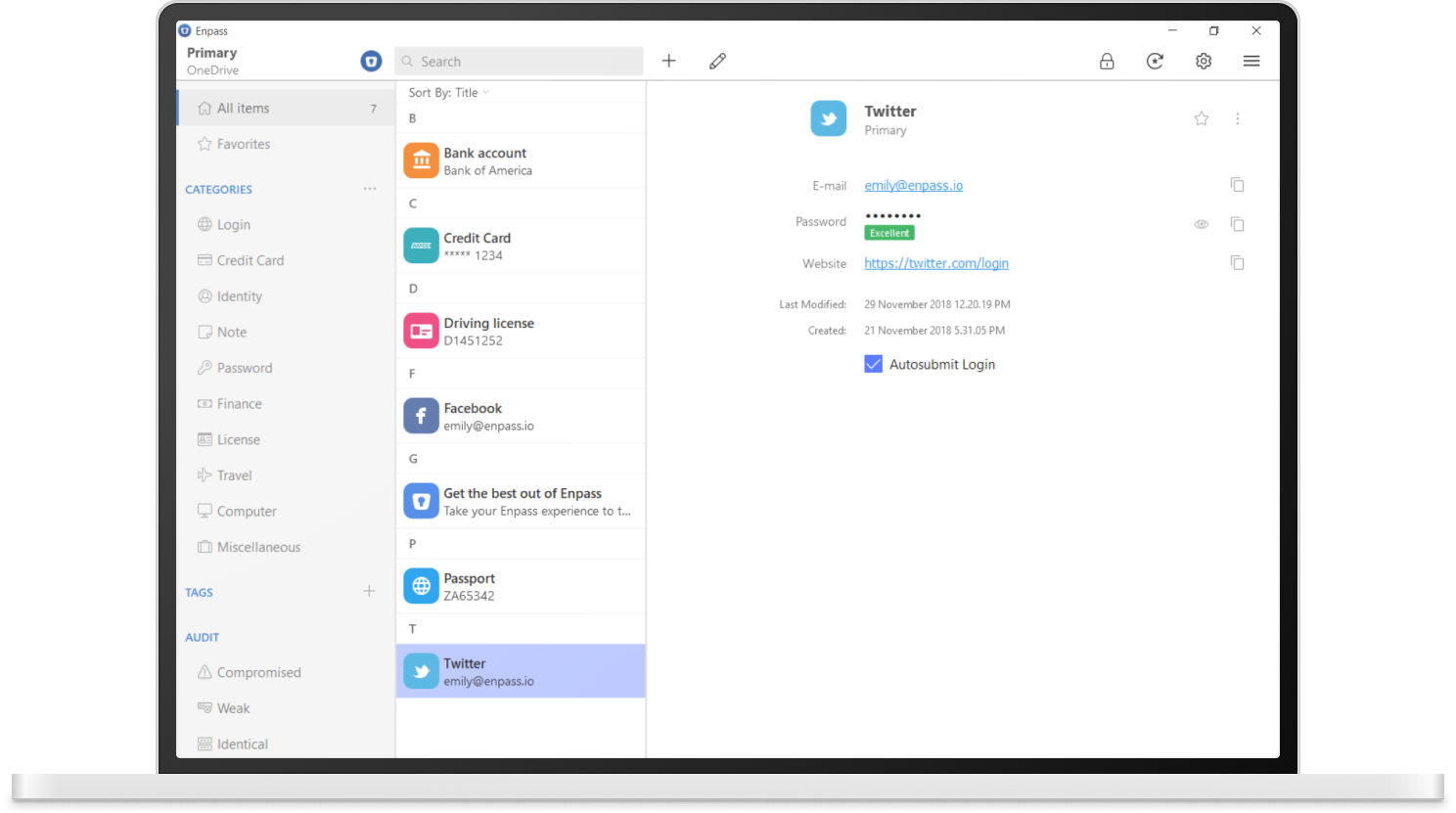 View Enpass on Windows device